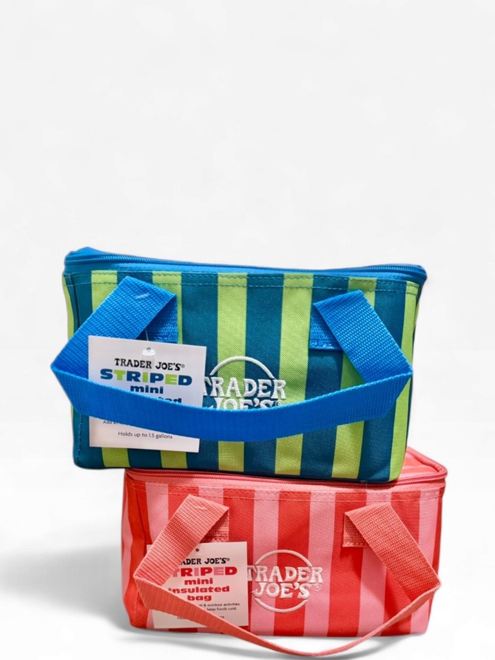 Bundle of 2 Trader Joe’s NEW Mini Insulated Striped Bags Spring 2026